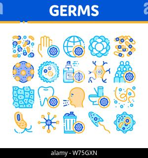Sammlung Bakterien Keime Vektor Zeichen Symbole gesetzt Stock Vektor