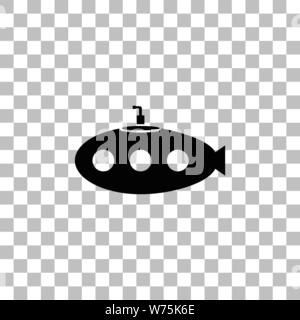 U-Boot mit periskop. Flache schwarze Symbol auf einen transparenten Hintergrund. Piktogramm für Ihr Projekt Stock Vektor