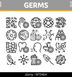 Sammlung Bakterien Keime Vektor Zeichen Symbole gesetzt Stock Vektor