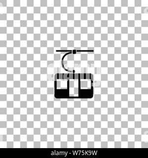 Seilbahn Kabinen. Flache schwarze Symbol auf einen transparenten Hintergrund. Piktogramm für Ihr Projekt Stock Vektor