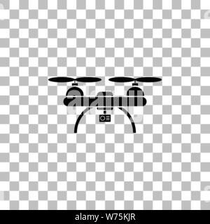 Drone Quadrocopter. Flache schwarze Symbol auf einen transparenten Hintergrund. Piktogramm für Ihr Projekt Stock Vektor