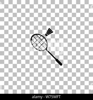 Badminton. Flache schwarze Symbol auf einen transparenten Hintergrund. Piktogramm für Ihr Projekt Stock Vektor