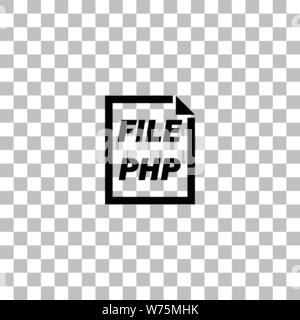 PHP-Datei. Flache schwarze Symbol auf einen transparenten Hintergrund. Piktogramm für Ihr Projekt Stock Vektor
