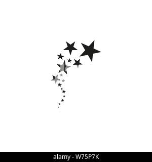 Sterne auf einem weißen Hintergrund. Schwarz Shooting Star mit einem eleganten Stern. Meteoroid, Kometen, Asteroiden, Sterne. Stock Vektor