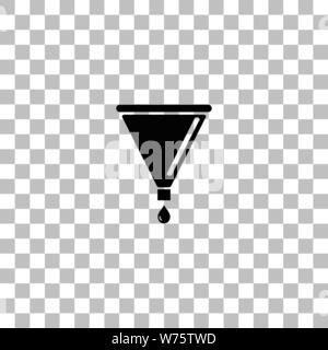 Filter Trichter. Flache schwarze Symbol auf einen transparenten Hintergrund. Piktogramm für Ihr Projekt Stock Vektor