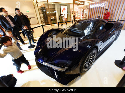 Einer der ersten der sechs weltweit schnellste Elektrische supercar NextEV Nio EP 9 im Besitz von Lei Jun, Vorsitzender und CEO von Xiaomi Technologie und Chairma Stockfoto