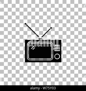 TV. Flache schwarze Symbol auf einen transparenten Hintergrund. Piktogramm für Ihr Projekt Stock Vektor