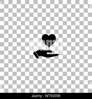 Hände liebe Design. Flache schwarze Symbol auf einen transparenten Hintergrund. Piktogramm für Ihr Projekt Stock Vektor