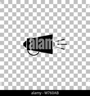 Megaphon. Flache schwarze Symbol auf einen transparenten Hintergrund. Piktogramm für Ihr Projekt Stock Vektor