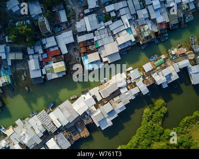 ------ Luftbild des Fischerdorf Tai O in Hongkong, China, 22. Dezember 2017. Tai O ist ein kleines Fischerdorf, das Venedig von Hong genannt Stockfoto