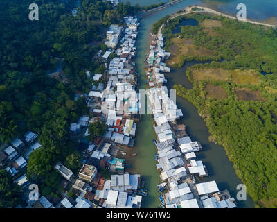 ------ Luftbild des Fischerdorf Tai O in Hongkong, China, 22. Dezember 2017. Tai O ist ein kleines Fischerdorf, das Venedig von Hong genannt Stockfoto