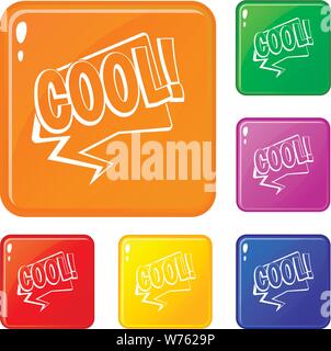 COOL, komische text Sprechblase Icons Set Vector Farbe Stock Vektor