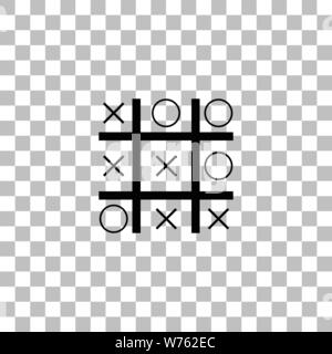 Tic Tac Toe Spiel. Flache schwarze Symbol auf einen transparenten Hintergrund. Piktogramm für Ihr Projekt Stock Vektor