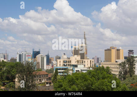 Blick auf die Skyline von Nairobi aus 254 PAWA, Nairobi, Kenia, 28. März 2019 Stockfoto