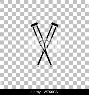 Krücken. Flache schwarze Symbol auf einen transparenten Hintergrund. Piktogramm für Ihr Projekt Stock Vektor