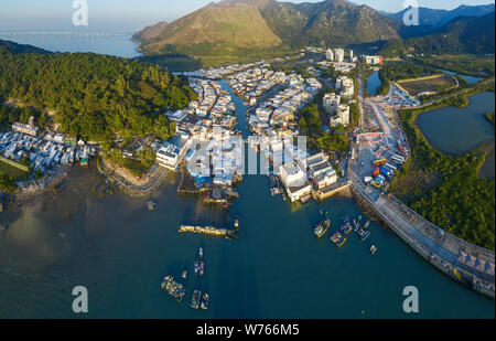 ------ Luftbild des Fischerdorf Tai O in Hongkong, China, 22. Dezember 2017. Tai O ist ein kleines Fischerdorf, das Venedig von Hong genannt Stockfoto