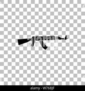 Assault Rifle. Flache schwarze Symbol auf einen transparenten Hintergrund. Piktogramm für Ihr Projekt Stock Vektor