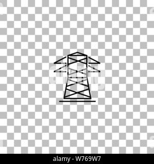 Power Line. Flache schwarze Symbol auf einen transparenten Hintergrund. Piktogramm für Ihr Projekt Stock Vektor