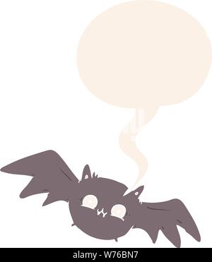 Cartoon vampir halloween Fledermaus mit Sprechblase im Retro-Stil Stock Vektor
