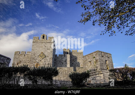 Das Castle Rushen in Castletown in einem klaren blauen Himmel, von der Insel Man Stockfoto