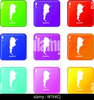 Argentinien Karte Symbole, Satz 9 Colour Collection Stock Vektor