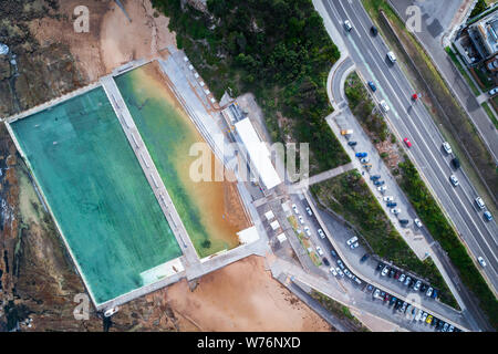 Merewether Strand und Meer bars Gesehen von oben neben der Bar Strand Klubhaus Stockfoto