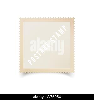 Leere Briefmarke Vorlage mit Schatten. Leere Briefmarke für Ihr Design. Vector Illustration auf weißem Hintergrund Stock Vektor