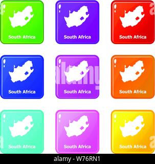 Südafrika Karte Symbole, Satz 9 Colour Collection Stock Vektor