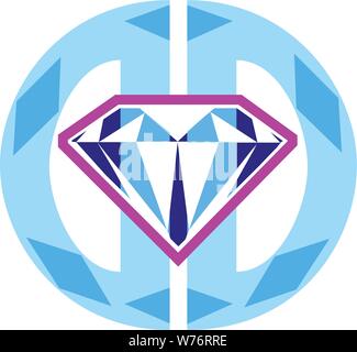 Ein Diamant Symbol vor zwei großbuchstabe D's mit einem Kreis von grundlegenden Rauten. Stock Vektor