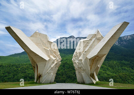 Sutjeska Denkmal, Tjentiste, Bosnien und Herzegowina. Ein kriegerdenkmal errichtet zum Gedenken an die aus der Schlacht von 1943 gefallenen Sutjeska Stockfoto