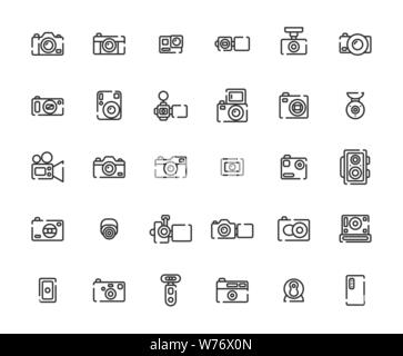 Kamera Umrisse Icon Set, Vector Illustration. Stock Vektor