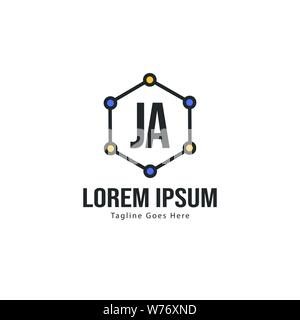 Erste JA logo Vorlage mit modernen Rahmen. Minimalistisch ja schreiben logo Vector Illustration Design Stock Vektor