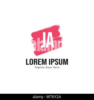 Erste JA logo Vorlage mit modernen Rahmen. Minimalistisch ja schreiben logo Vector Illustration Design Stock Vektor
