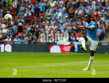 London, Großbritannien. 04 Aug, 2019. LONDON, ENGLAND. AUGUST 04: Manchester City Raheem Sterling während der FA Community Shield zwischen Liverpool und Manchester City im Wembley Stadium am August 04, 2019 in London, England. Credit: Aktion Foto Sport/Alamy leben Nachrichten Stockfoto