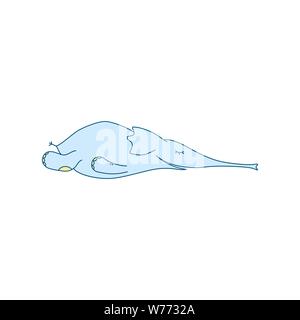 Vector Abbildung: Müde cartoon Elefant ausgestreckt auf dem Boden. Cute Baby schlafen Blue Elephant Stock Vektor