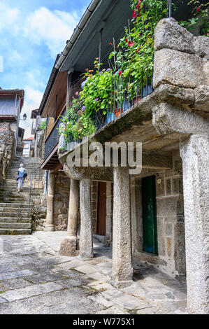 Das alte jüdische Viertel in der Stadt Ribadavia an der Mündung des Flusses Avia und Flusses Mino in der Provinz Orense, Galicien, Spanien Stockfoto