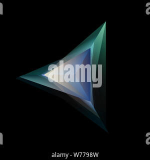 Abstrakte glühende Multicolor Tetraeder isoliert auf schwarzem Hintergrund Stockfoto