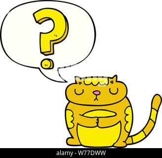 Cartoon Katze mit Fragezeichen mit Sprechblase Stock Vektor