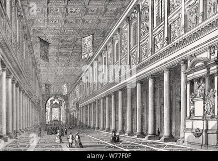 Innenansicht, die Basilika Santa Maria Maggiore, Rom, Italien, 19. Jahrhundert Stockfoto