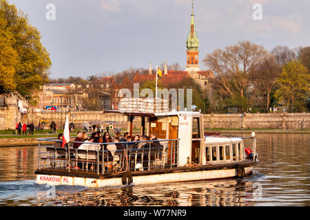 Touristenboot auf der Weichsel, Krakau, Polen Stockfoto