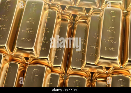 Glänzendes Gold Bars - 3D-Rendering Stockfoto