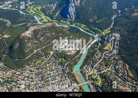 Luftaufnahme von Banff, Alberta Kanada im Banff National Park. Stockfoto