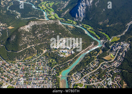 Luftaufnahme von Banff, Alberta Kanada im Banff National Park. Stockfoto