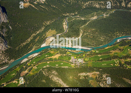 Luftaufnahme von Banff, Alberta Kanada im Banff National Park. Stockfoto