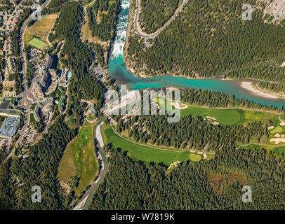 Luftaufnahme von Banff, Alberta Kanada im Banff National Park. Stockfoto