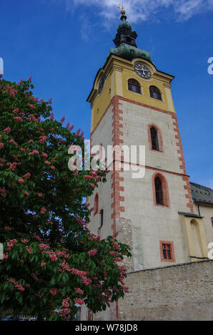 Glockenturm der alten Burg im historischen Zentrum in Banska Bystrica, Slowakei Stockfoto