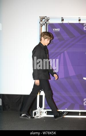 Kang Daniel der Koreanischen Boy Group will man eine Pressekonferenz für Neue Musik Album der Gruppe "Nichts ohne Dich" in Seoul, Südkorea Stockfoto