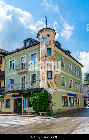 ST. GILGEN, Österreich - Juli 12, 2019: Sankt Gilgen ist ein Dorf in der nord-westlichen Ufer des Wolfgangsee im Salzkammergut resort Region. Stockfoto