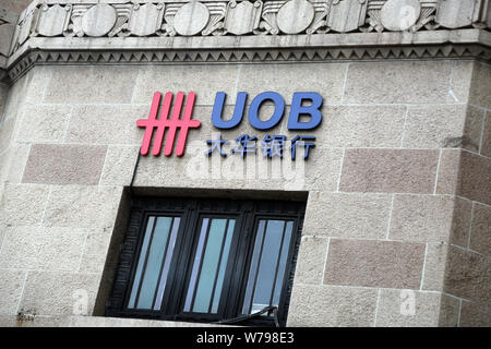 ---- Blick auf eine Filiale der in Singapur ansässigen United Overseas Bank (UOB) in Shanghai, China, 24. August 2014. United Overseas Bank (China) Ltd., eine Wholl Stockfoto