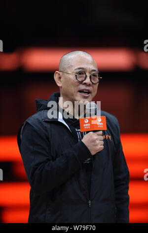 Chinesische kriegerische Schauspieler Jet Li, auch als Li Lianjie bekannt, besucht die öffnung Spiel für ihren Film "Gong Shou Dao'' (die Art von Angriff und Verteidigung) in Stockfoto